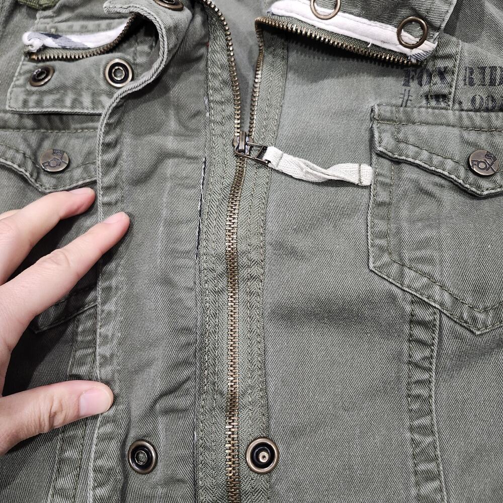 Fox Riders Company Womens Jacket Coat Army Green Olive Military Sz XS Logo - Picture 6 of 14